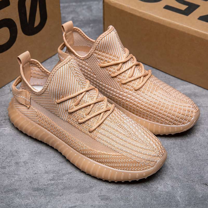 Zapatos de hombre de coco Putian transpirables de verano, deportes de tejido volador, correr, desodorante, resistente al desgaste, amortiguador, zapatos de moda con hoja