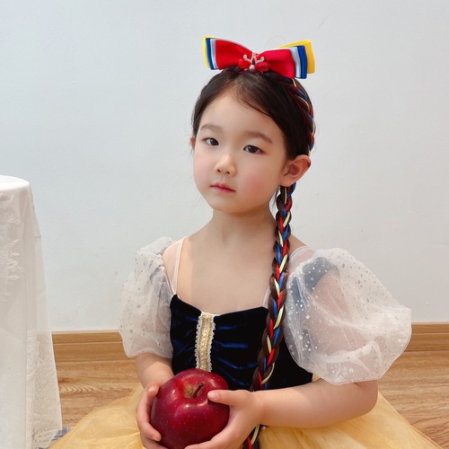 Cute princess hair accessories wig braid double braid single braid top clip bow crown children and women's hair accessories manufacturer direct