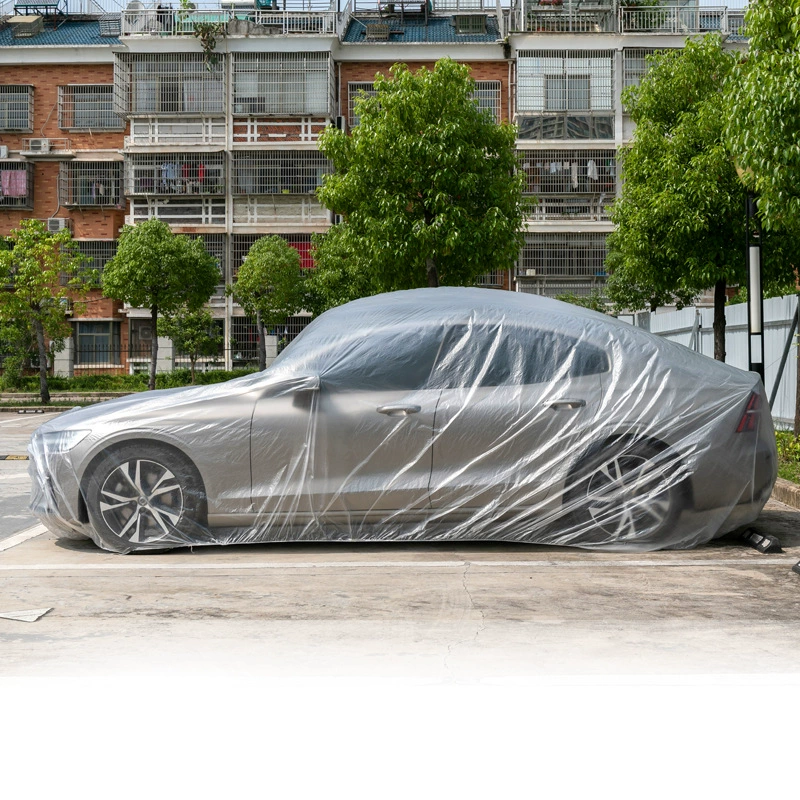 Автомобильная одноразовая Автомобильная одежда универсальная полиэтиленовая пленка, непромокаемая и Пыленепроницаемая Автомобильная одежда, защитный пластик, прозрачная Толстая Автомобильная одежда