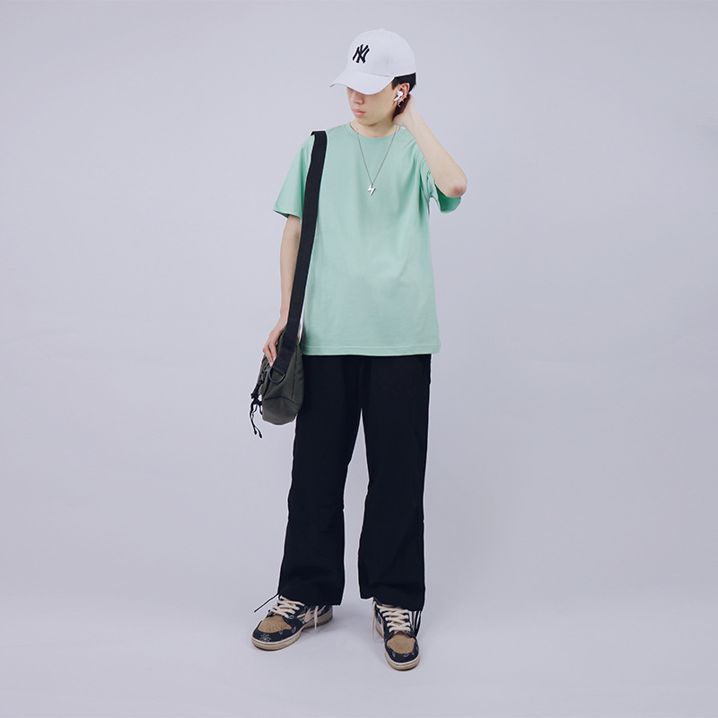 夏季新款純色男士短袖T恤純棉夏季新款純色寬松大碼體恤一件代發(fā)