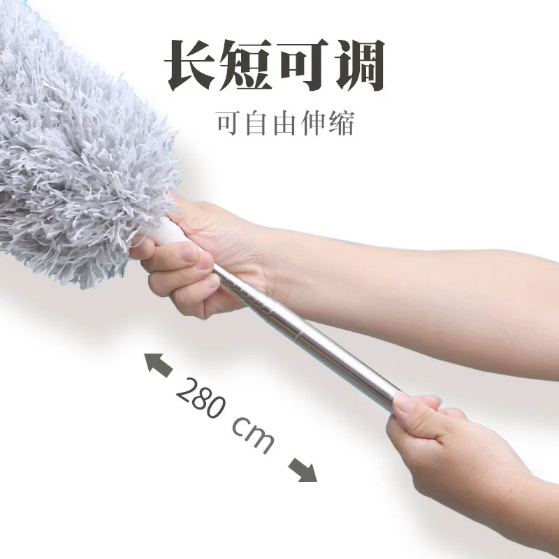 Feather duster for household dust removal, extended retractable spider web cleaning, electrostatic dust duster