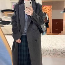 2025秋冬中长款过膝加绒加厚毛呢外套女感西装高个子呢子大衣