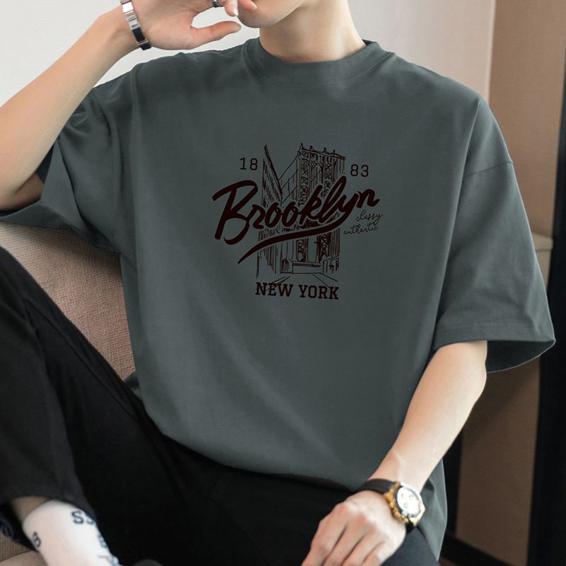 200g重ポンド純綿tシャツ男性半袖夏のトレンドゆるい丸襟上服アメリカ半袖tシャツ|undefined