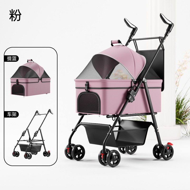 Cochecito Plegable para Mascotas de Metal Desmontable para Perros y Gatos