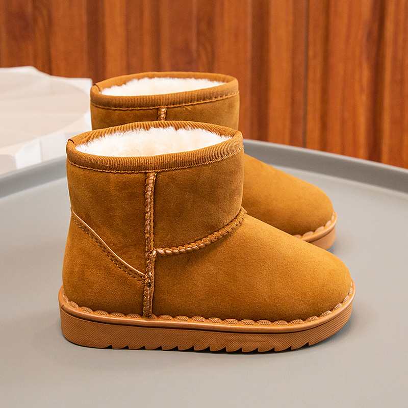 Bottes de neige pour enfants, garçons et filles, nouvel ensemble de bottes courtes, chaussures en daim et coton, isolation en peluche, hiver 2023_voghion.com