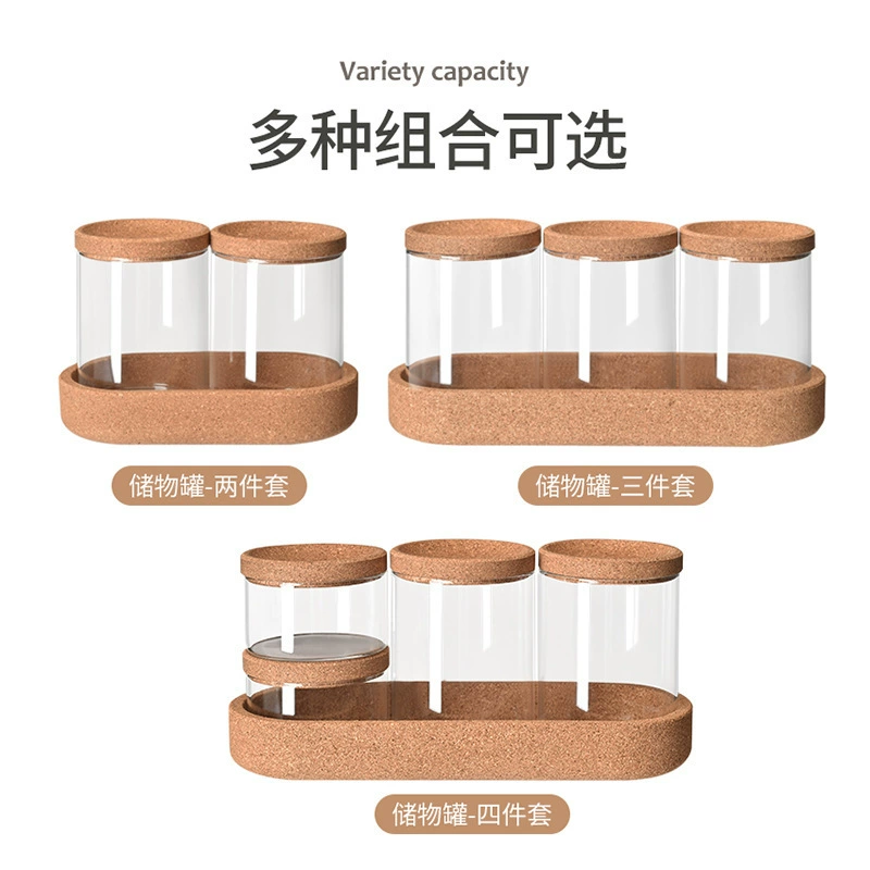 Прямые поставки с фабрики: набор для хранения из пробкового поддона, набор стеклянных банок с герметичной крышкой, стеклянные контейнеры с герметичным пробковым поддоном.