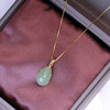 Organic pendant jade, fashionable universal necklace, accessory, chain for key bag , 14 carat, simple and elegant design