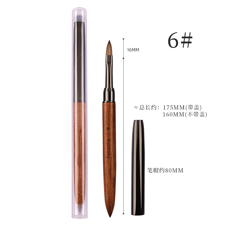 Amazon sándalo de visón de uñas de arte pluma de cristal Kolinsky extensión del arte del clavo de cristal cepillo de talla personalización