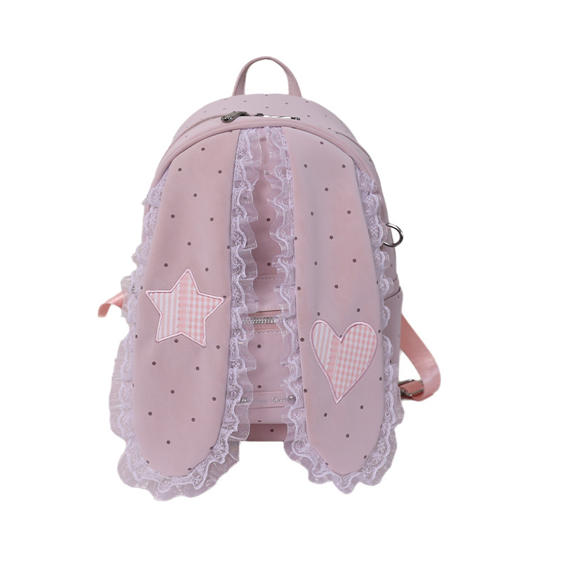 Nuevo lindo lindo punto de onda de encaje orejas de conejo mochila para mujeres 2026 viaje de gran capacidad mochila escolar diaria