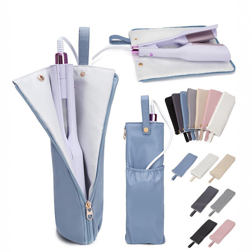 High-Temperature Resistant Curling Iron Storage Bag, Compact Portable Insulated Pouch, Japanese-Style Hangable Travel Hair Straightener Protective Case