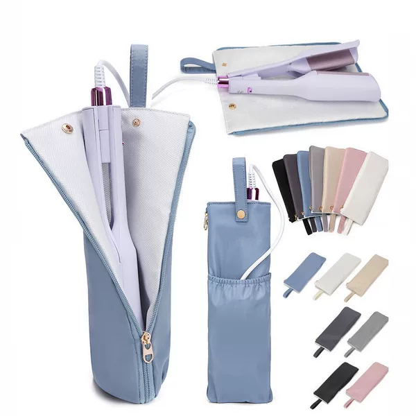High-Temperature Resistant Curling Iron Storage Bag, Compact Portable Insulated Pouch, Japanese-Style Hangable Travel Hair Straightener Protective Case