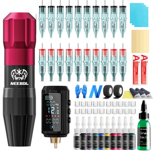 Tattoo Pen Set, Motor Machine Tattoo Including Wireless Power Supply, Color Material, Complete Set of Tattoo Equipment and Supplies, Cross-Border Hot Style