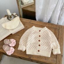2025秋装新款开衫婴幼儿女宝宝甜美风超美爱心提花针织毛线外套
