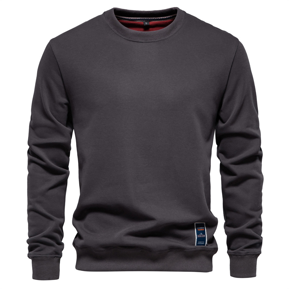 Felpa con cappuccio casual europea nuova autunno 2024, ampia tinta unita, girocollo, trendy, da uomo_voghion.com