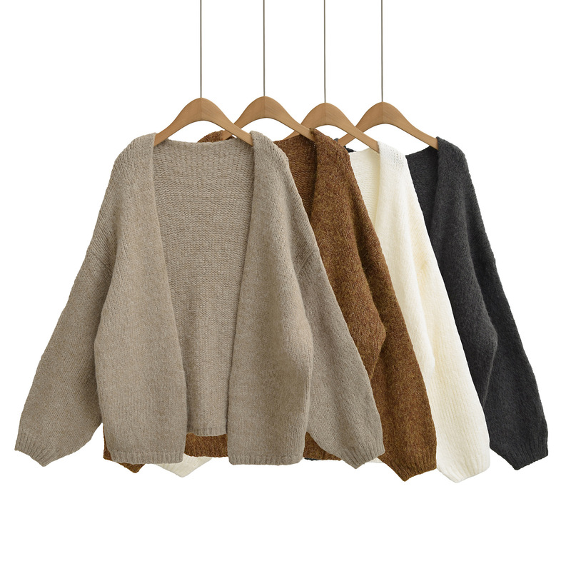 Autumn and Winter New Thickened Women's Fashion Versatile Small Fleece Blanket Chunky Knit Fluffy Sweater Lazy Style Cardigan Top