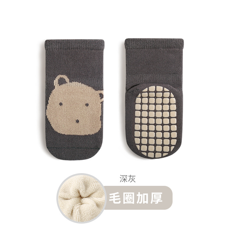 2023 invierno nuevo bebé piso calcetines engrosada Terry bebé antideslizante niño Calcetines niños y niñas calcetines de algodón sin hueso