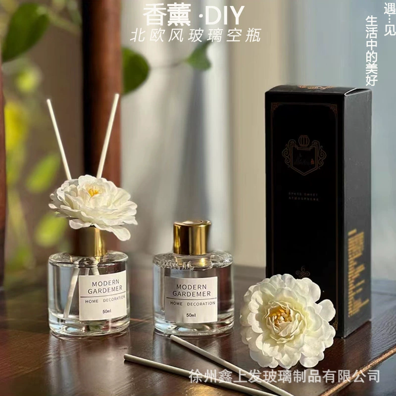 Трансграничная 100 мл безогненная квадратная круглая ароматическая бутылка 50 мл бутылка для улетучивания ротанга 200 мл винтовая стеклянная Пустая бутылка автомобиль