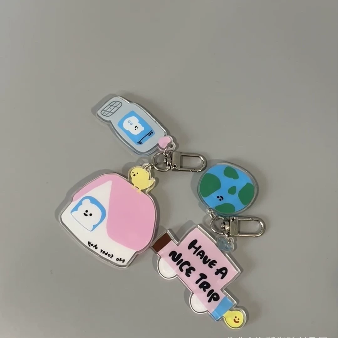 Creative cute acrylic keychain, school bag, backpack accessory, cartoon pendant, custom-made