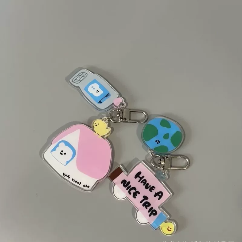 Creative cute acrylic keychain, school bag, backpack accessory, cartoon pendant, custom-made