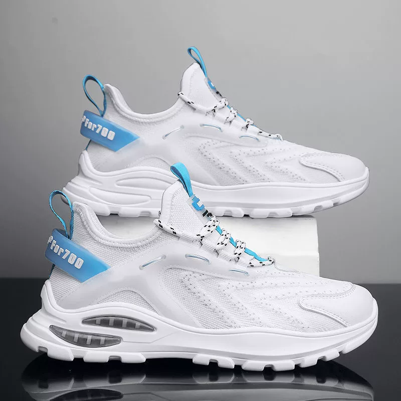 Сетчатая спортивная обувь мужской 2025 новая корейская версия дышащая повседневная обувь летающая вязаная воздушная подушка трендовая кроссовка трансграничная оптовая продажа