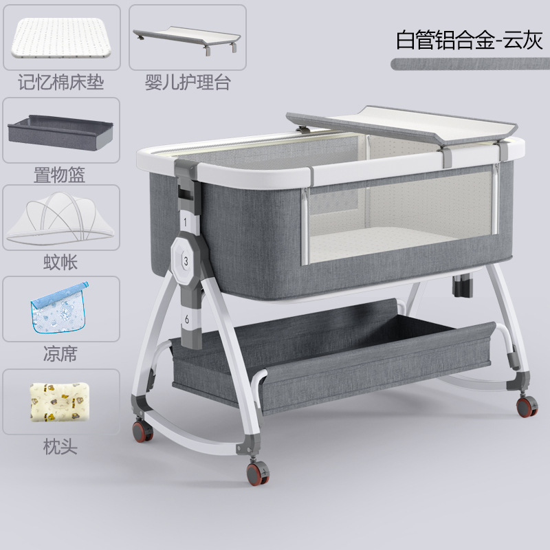 Cama de bebé de aleación de aluminio cama de costura cama multifuncional móvil plegable cama infantil bebé recién nacido cama cuna cama