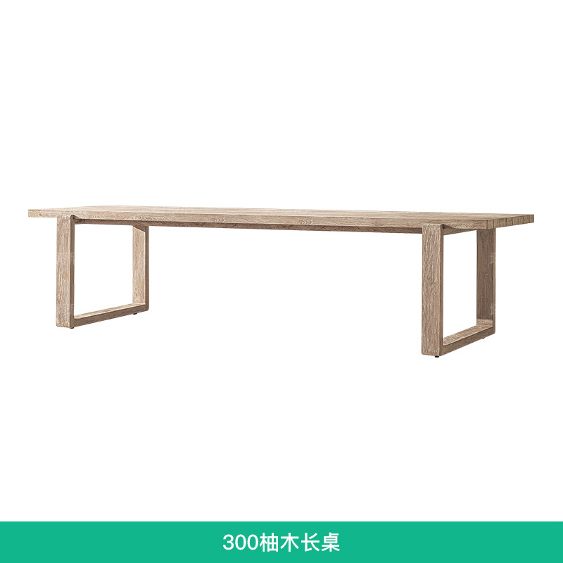 Mesas y sillas de teca para exteriores para patios de villas, muebles impermeables y resistentes al sol para jardines exteriores, mesas largas de madera maciza anticorrosivas resistentes al desgaste.