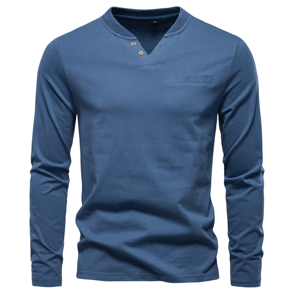 Maglia uomo maniche lunghe scollo a v slim fit in cotone_voghion.com