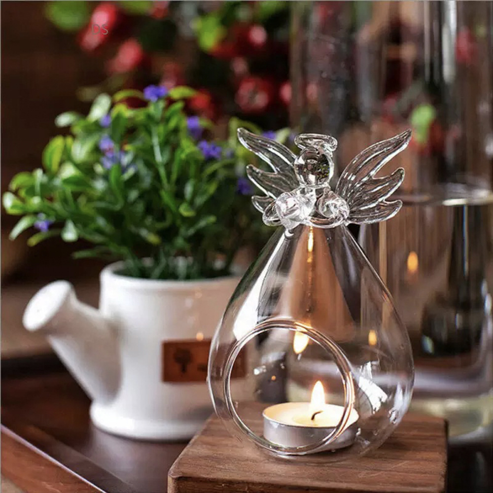 Directo de fábrica Europea Ángel cristal transparente candelabro titular la vela boda con velas Cena