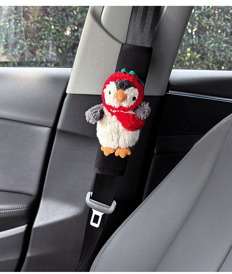 Creative Hat Penguin Car Seatbelt Shoulder Pad Protective Cover Anti-Neck Strangulation Plush Toy with a High-End Feel for Women
