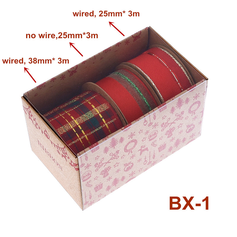 Nuevo transfronterizo Amazon Navidad cinta caja de paquetes de regalos árbol de Navidad decoración oro y plata cinta set