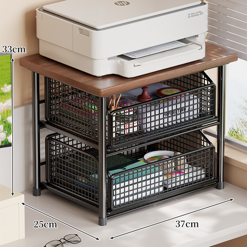 Estante Organizador para Impresora de Hierro y Madera con Cajón para Oficina image 11