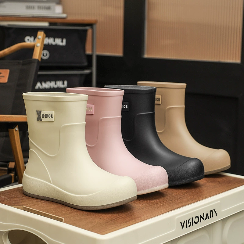 Модные женские резиновые сапоги для женщин, удобная универсальная обувь для воды в корейском стиле на мягкой подошве с короткими трубками, уличная обувь для кемпинга, водонепроницаемая обувь для автомойки