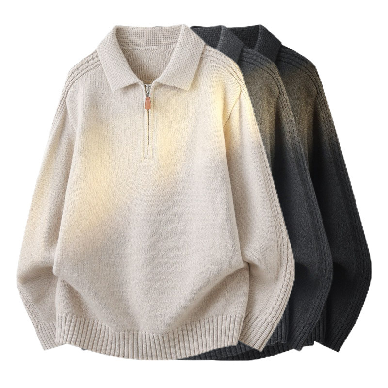 Explosiones transfronterizas de tamaño grande europeo polo camiseta con solapa camiseta de punto suéter hombre medio cremallera vieja fábrica de moda de dinero al por mayor