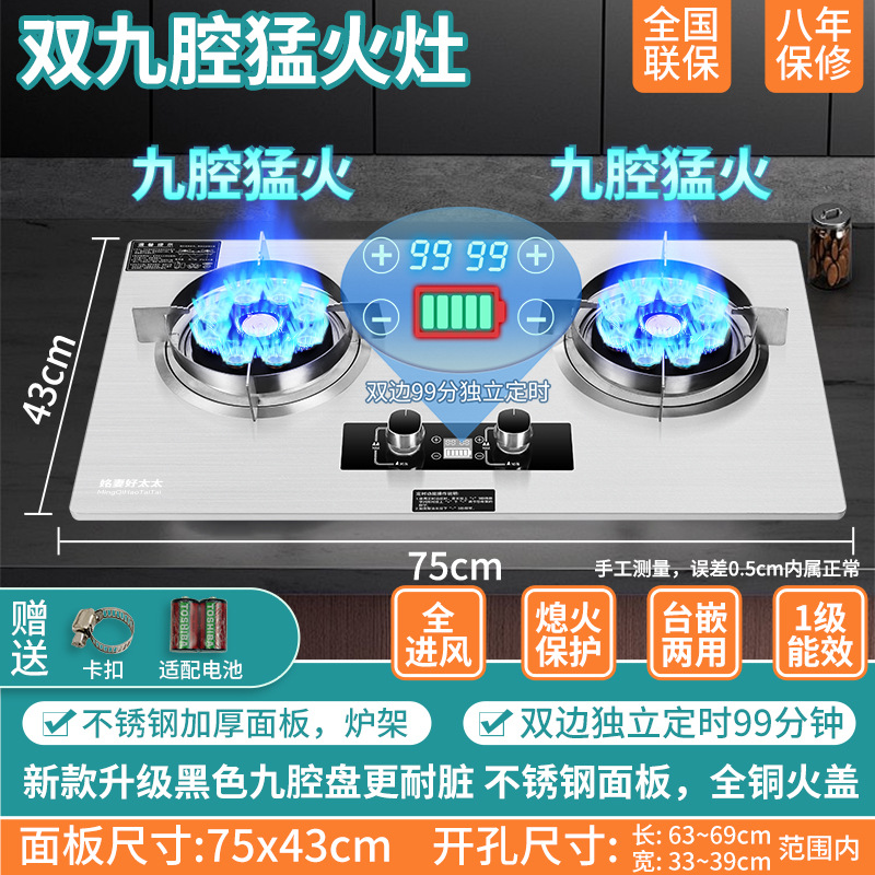 [새로운 업그레이드] T352 스테인레스 스틸 + 이중 화재 + 타이밍 기능 + 분할 버너