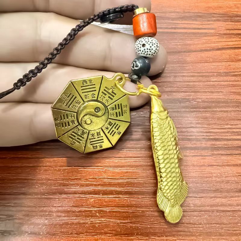 仿黄铜合金防身小物件神器五行八卦阴阳护身符挂件吊坠钥匙八卦|undefined
