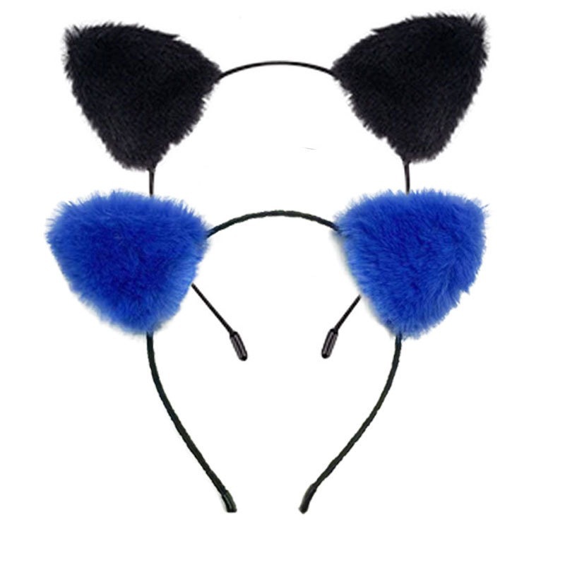 파란색과 검정색 헤어밴드 2개