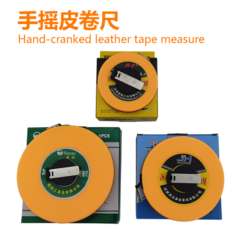 跨境工程纤维圆盘皮10米20米30米卷尺伸缩测量软尺手摇式测量卷尺