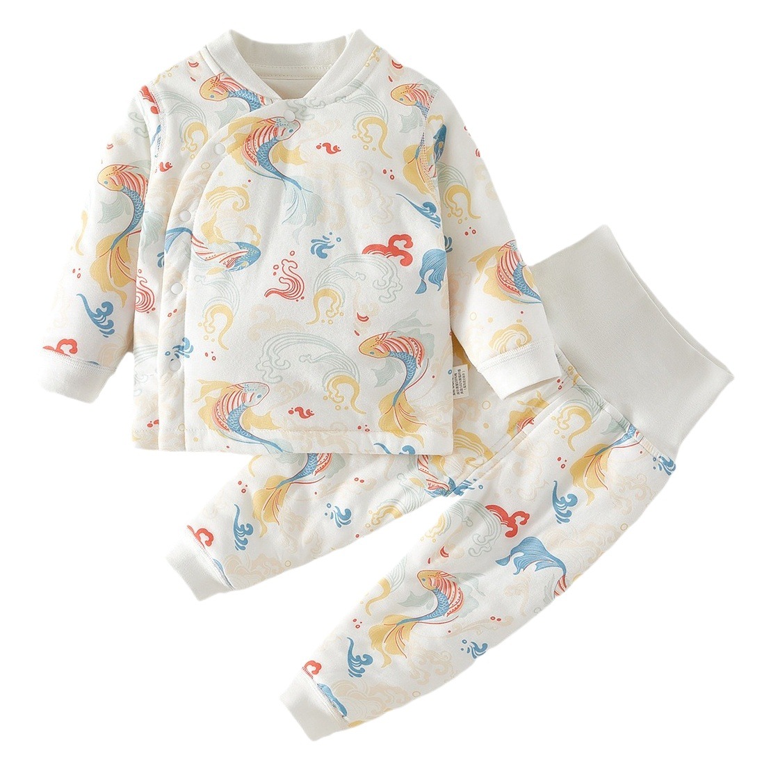 Bebé acolchado traje otoño e invierno bebé de un año de edad-ajuste de ropa de otoño de cintura alta protección del vientre caliente split abrigo