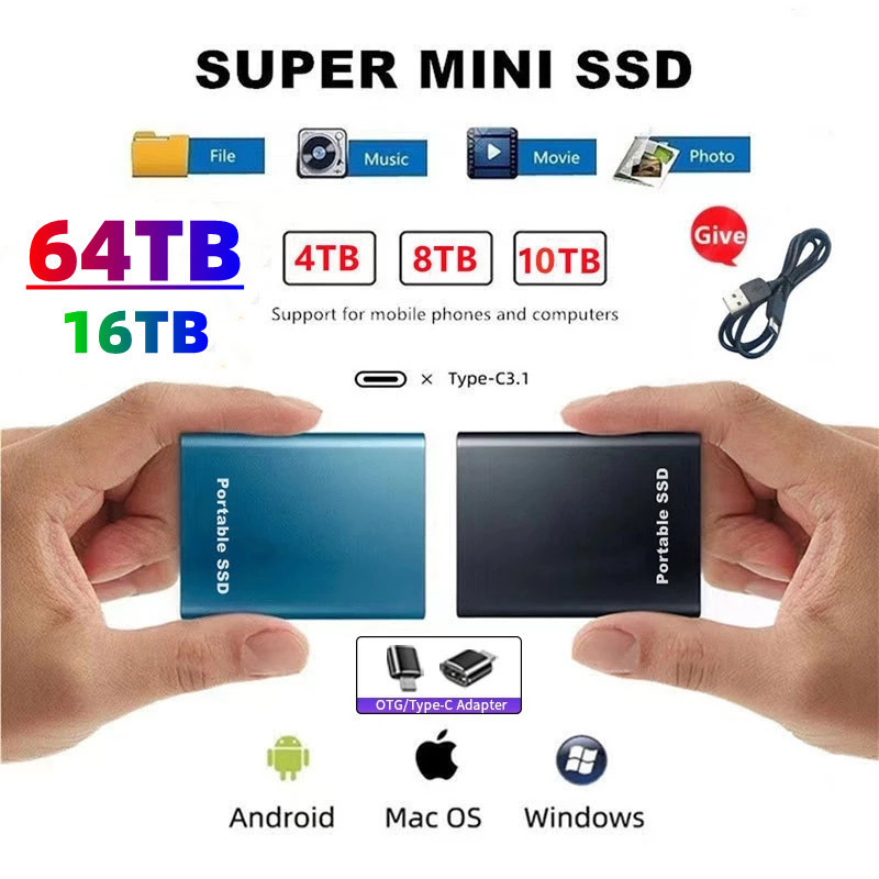 Cross-Border Export Solid-State Mobile Hard Drive 500Gb-128Tb Expansion Upgrade Factory Direct Sales Ssd