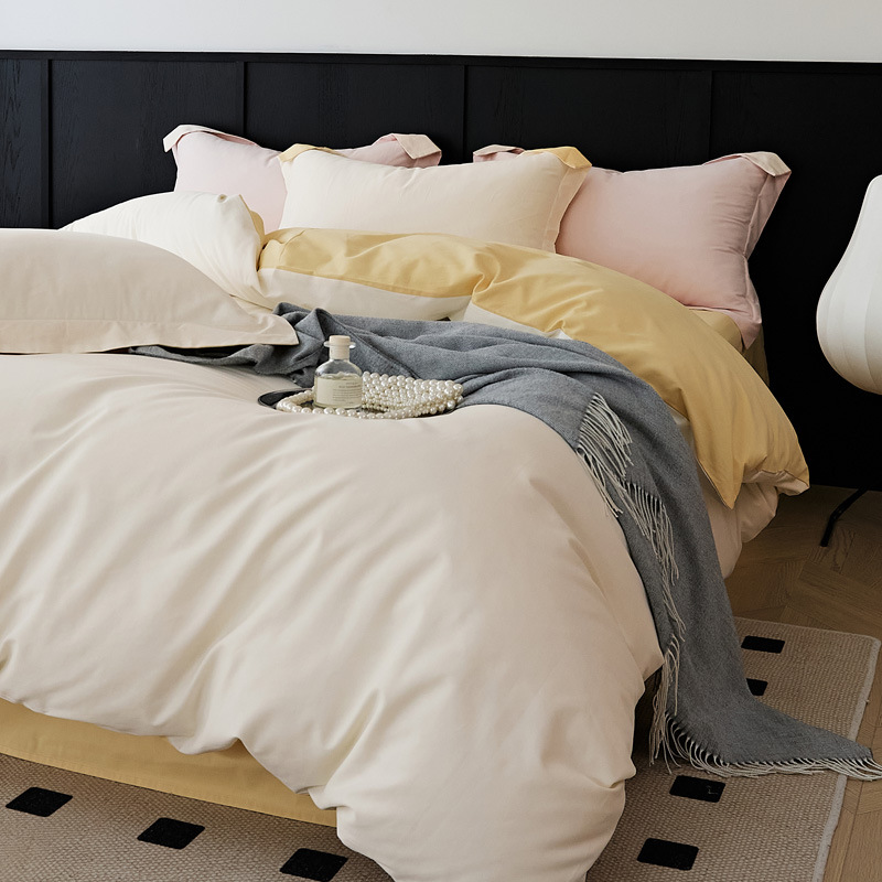 High-end 100 algodón largo molido de cuatro piezas de otoño invierno cálido cubierta de edredón de algodón puro pro-piel de algodón de tres piezas de cama gaza