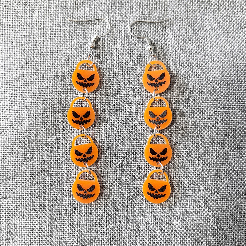 Pumpkin Pattern Women's Gender 1 Pair Halloween Simple Style Classic Style Pumpkin Carving Arylic Drop Earrings
