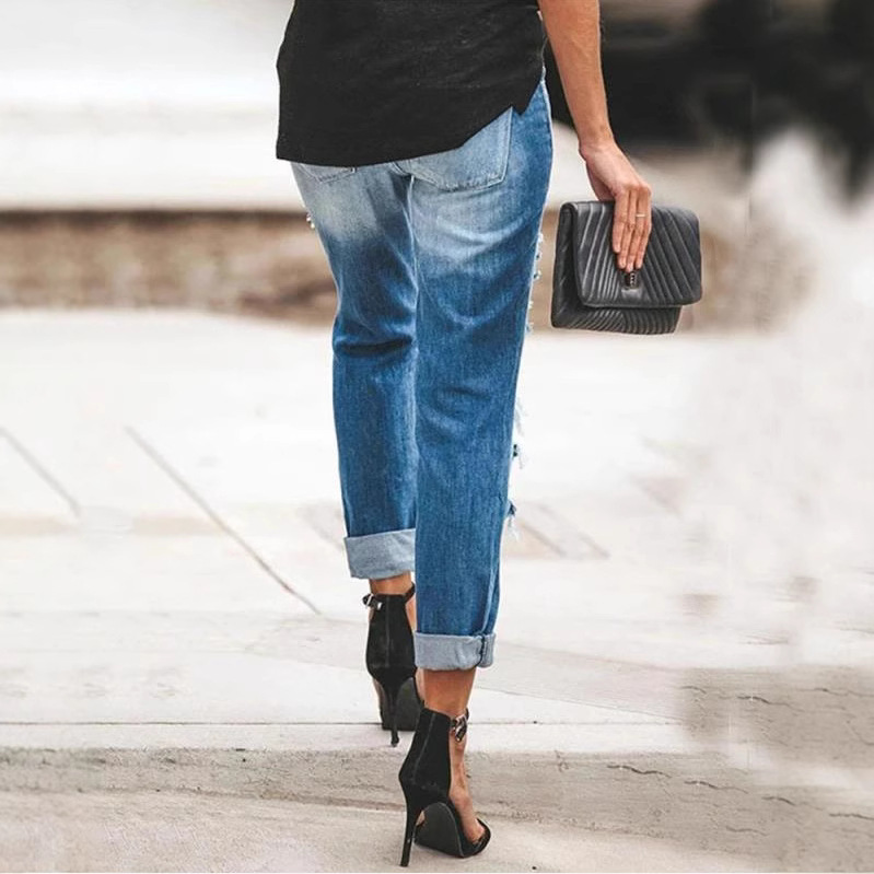 Jeans ajustados rotos para mujer, comercio exterior europeo y americano, Wish.com, AliExpress, Amazon, eBay