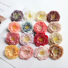 欧式小牡丹花头 婚礼花环装饰花朵 仿真绢布假花花头批发