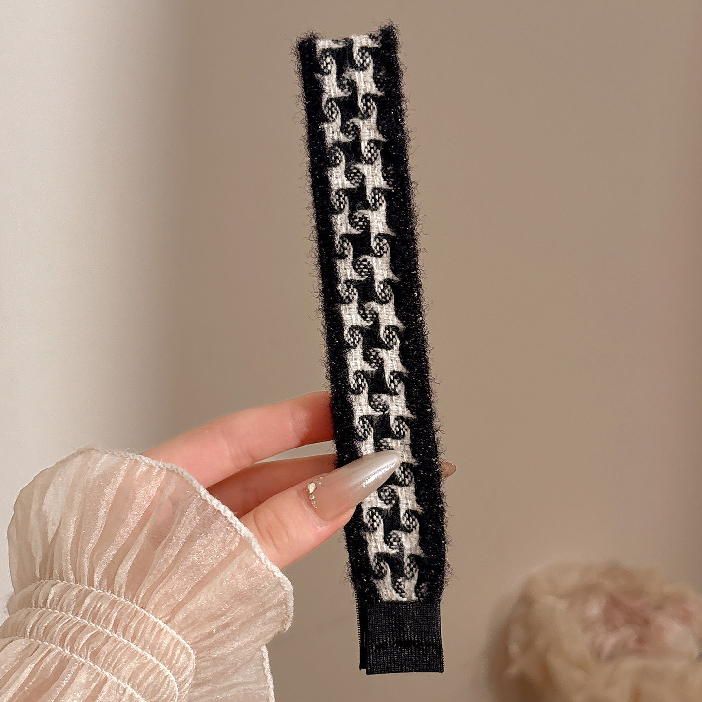 Flor triturada de punto banda de cabello fijación francesa velcro pegatinas para el cabello mujeres no comprimen el cabello lavar la cara banda de cabello tocado