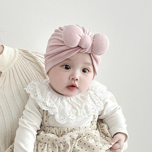 婴幼儿帽子春秋款印度帽可爱公主蝴蝶结小月龄宝宝护囟门胎帽