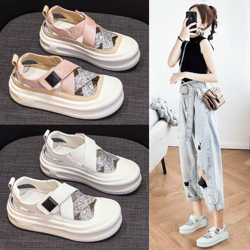 Полые маленькие белые туфли супер огонь 2024 весна и лето новые дышащие дикие кексы для увеличения толстой подошвы повседневные кроссовки