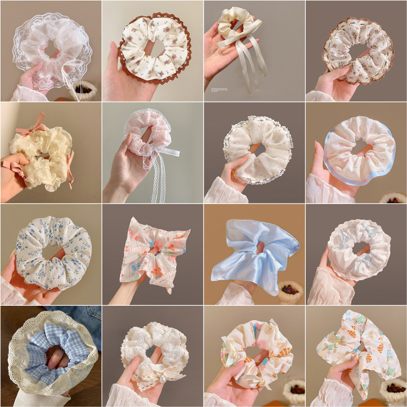 봄여름 대형 헤어밴드, 귀여운 인터넷 스타들들이 좋아하는 여성스러운 레이스 머리끈, 꽃무늬 헤어 액세서리, 달콤하고 상큼한 대형 헤어밴드