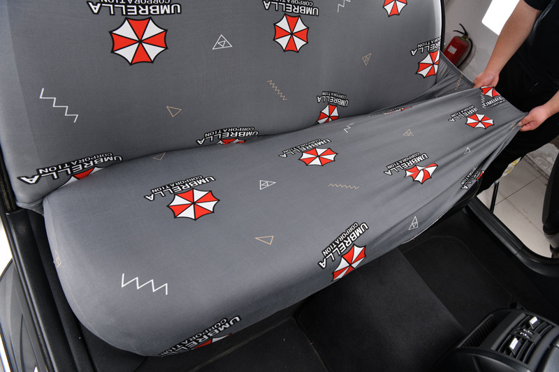 Car rear seat cover set with elastic backrest cover, cushion cover, fabric anti-slip thin model, universal for all seasons
