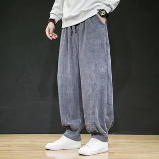 Fall 2022 Chinese style men's skinny sweatpants anti-wrinkle corduroy casual pants retro loose plus size harem pants