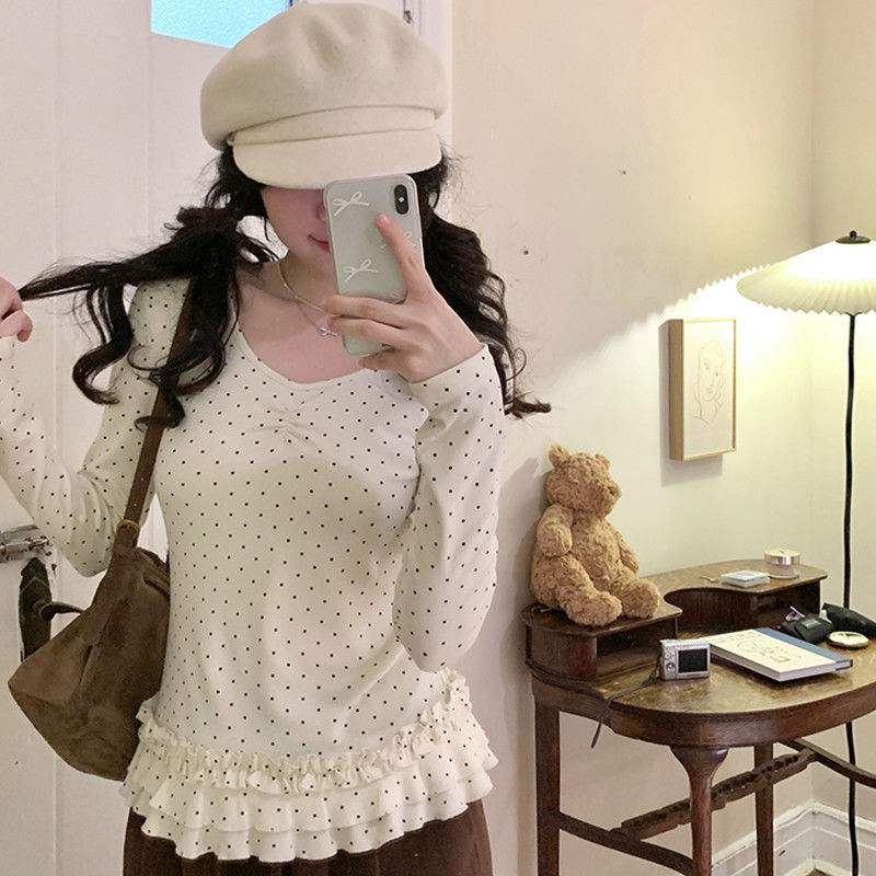 秋季新款纯欲风辣妹短款长袖t恤女修身显瘦百搭设计感打底衫上衣|undefined